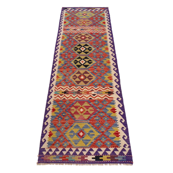 Handmade Turkish Design Wool Kilim Runner 2' 9" x 9' 8" - No. AL57248