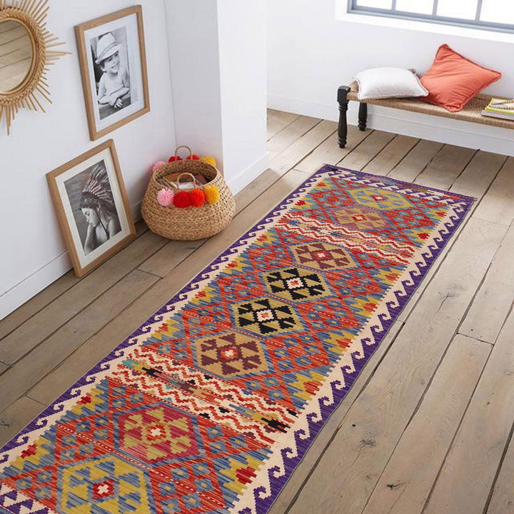 Handmade Turkish Design Wool Kilim Runner 2' 9" x 9' 8" - No. AL57248