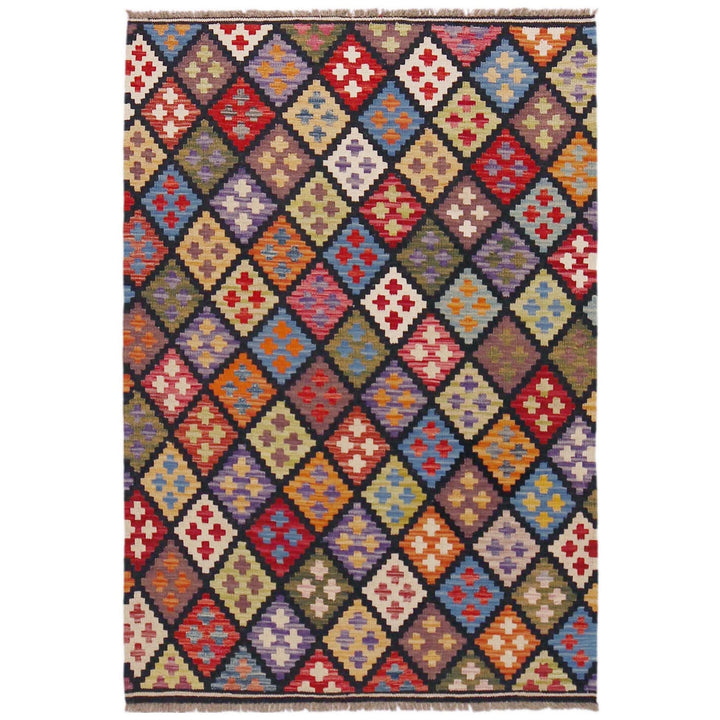 Hand Knotted Afghan Style Kilim 3' 4" x 5' 0" - No. AL66926