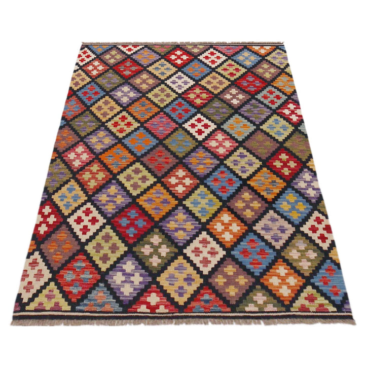 Hand Knotted Afghan Style Kilim 3' 4" x 5' 0" - No. AL66926
