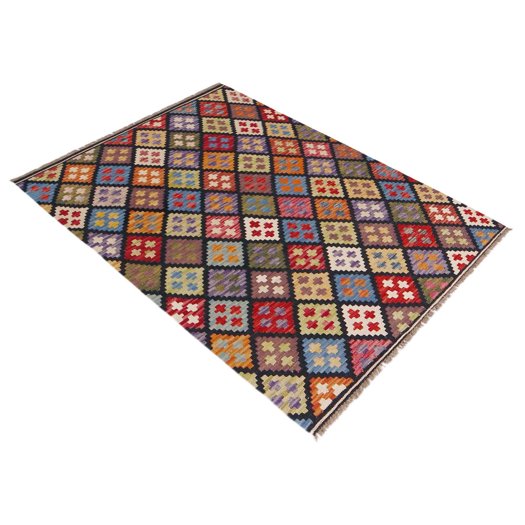 Hand Knotted Afghan Style Kilim 3' 4" x 5' 0" - No. AL66926