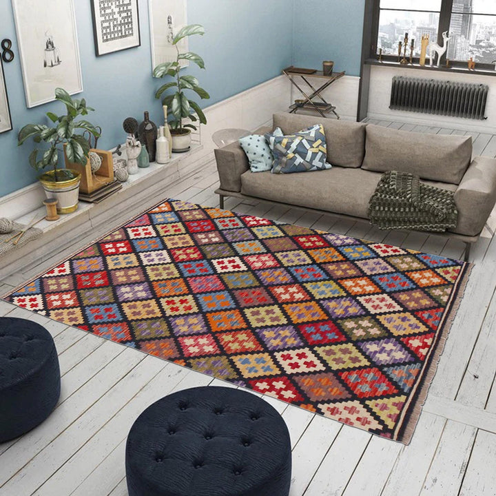 Hand Knotted Afghan Style Kilim 3' 4" x 5' 0" - No. AL66926