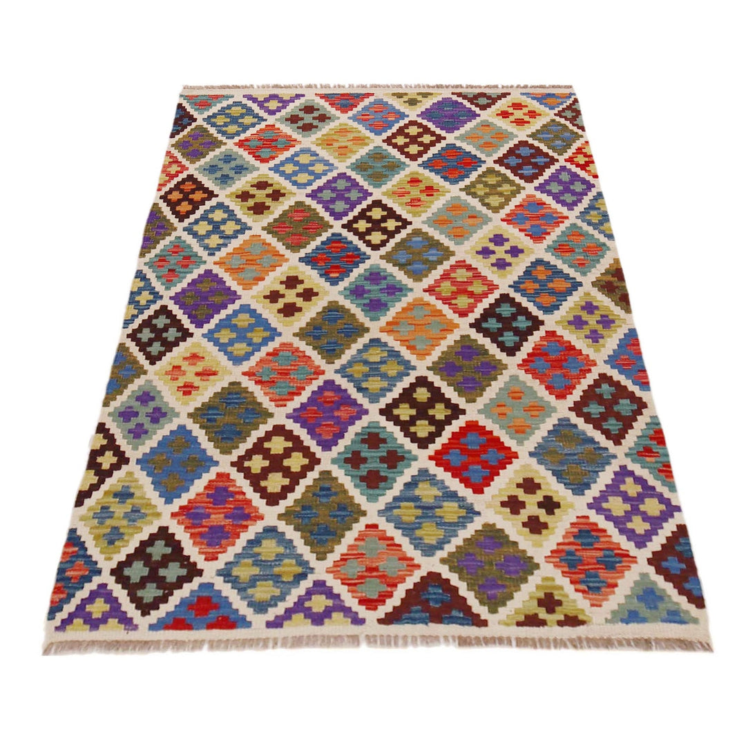 Handmade Turkish Design Wool Kilim 3' 3" x 4' 11" - No. AL75490