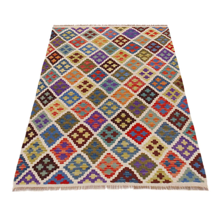 Handmade Turkish Design Wool Kilim 3' 3" x 4' 11" - No. AL75490