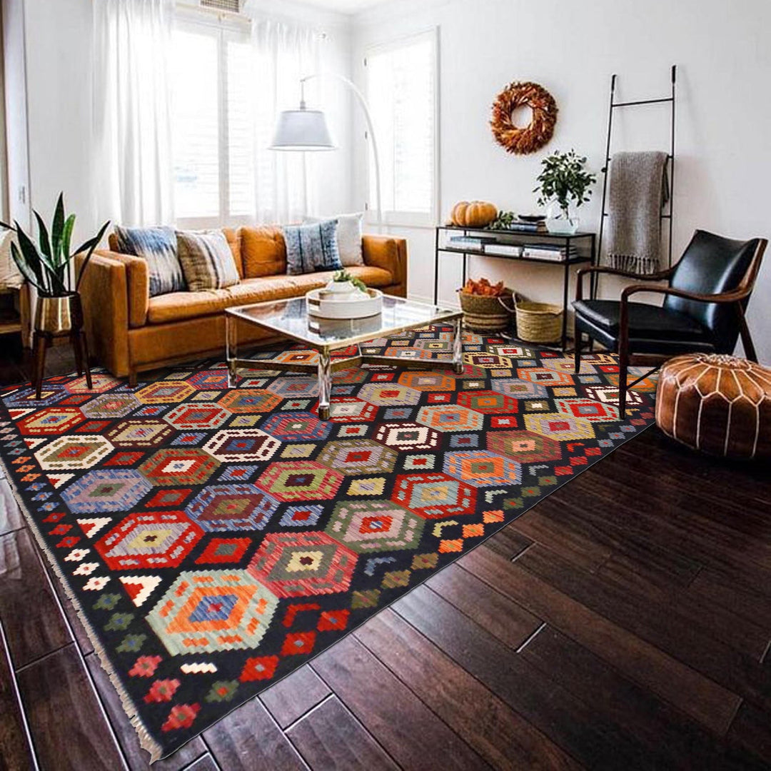 Hand Woven Wool Kelim 8' 6" x 9' 10" - No. AL47525