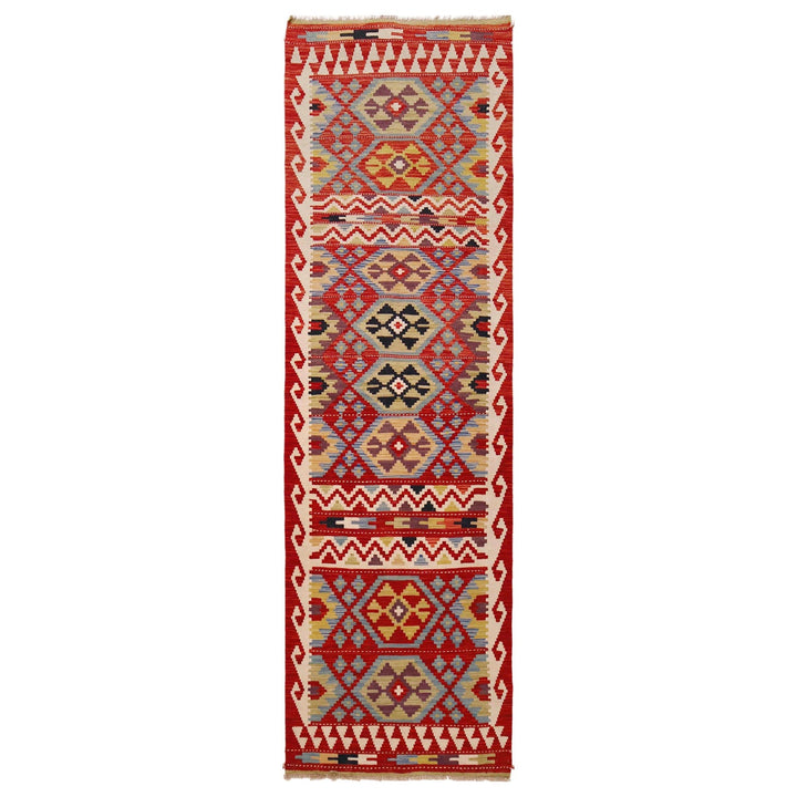 Multi Color ful Flat-Weave Wool Kilim Runner 2' 9" x 9' 7" - No. AL96942
