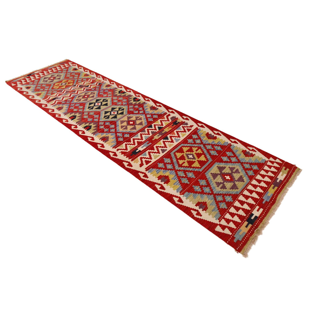 Multi Color ful Flat-Weave Wool Kilim Runner 2' 9" x 9' 7" - No. AL96942