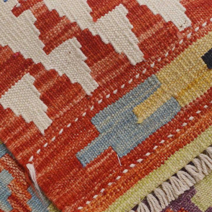 Multi Color ful Flat-Weave Wool Kilim Runner 2' 9" x 9' 7" - No. AL96942