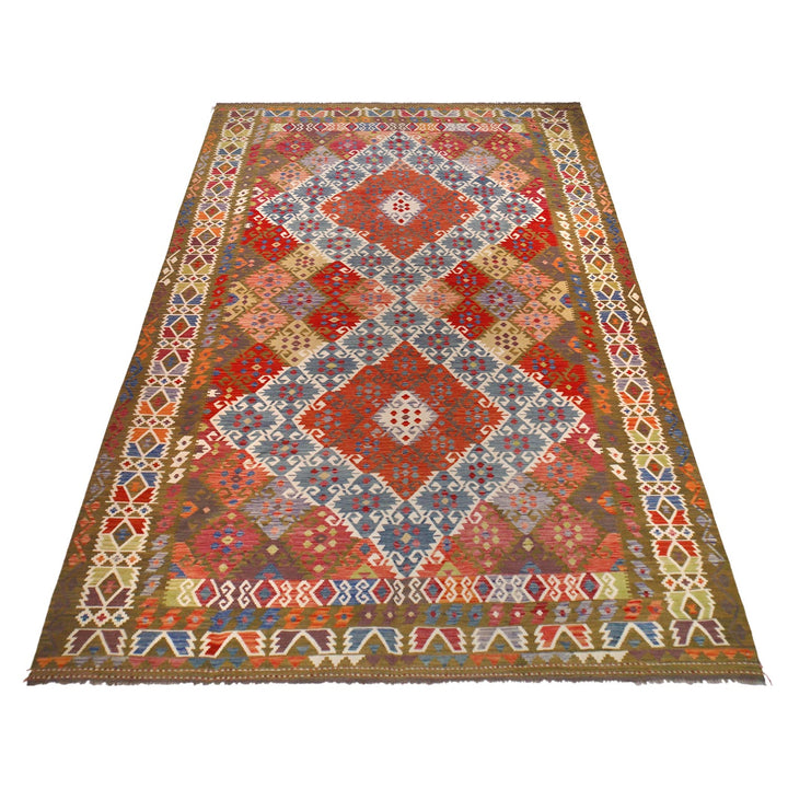 Afghan Vegetable Kilim Rug 9' 8" x 16' 5" Flat-Weave detail