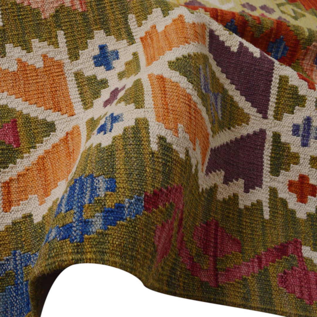 Afghan Vegetable Kilim Rug 9' 8" x 16' 5" Flat-Weave texture