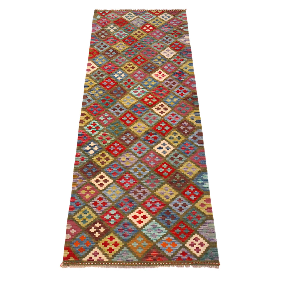 Afghan Vegetable Kilim Rug 2' 9" x 8' 2" Flat-Weave detail