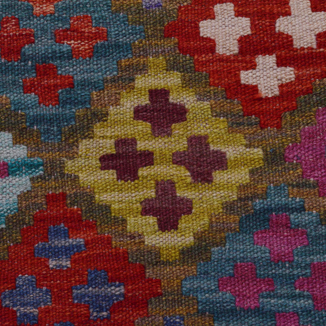 Afghan Vegetable Kilim Rug 2' 9" x 8' 2" Flat-Weave border