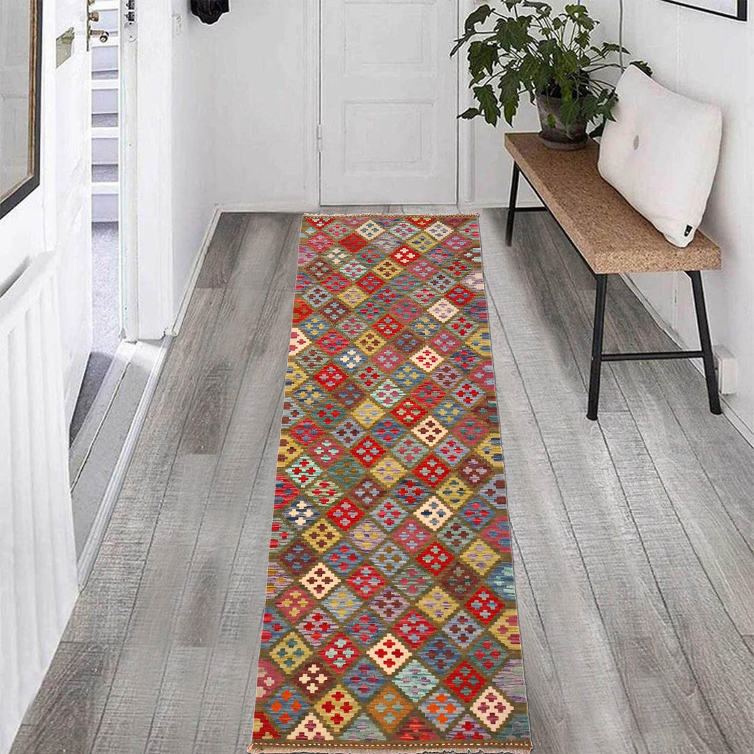 Afghan Vegetable Kilim Rug 2' 9" x 8' 2" Flat-Weave view 9