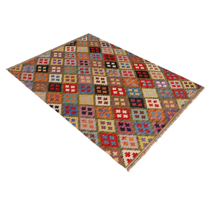 Handmade Afghan Vegetable Kilim 3' 6" x 5' 1" - No. AL24552