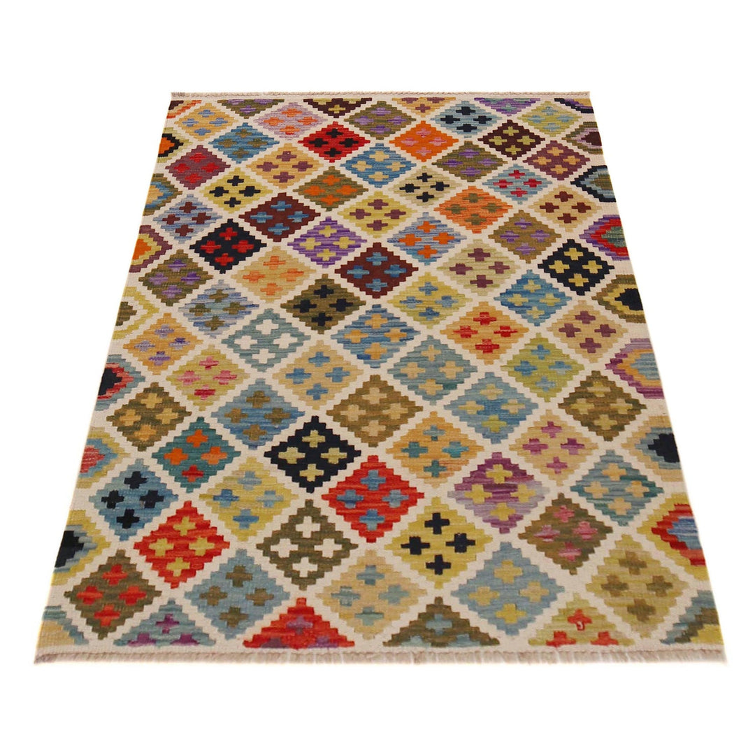 Hand Made Afghan Kilim 3' 4" x 4' 9" - No. AL79817