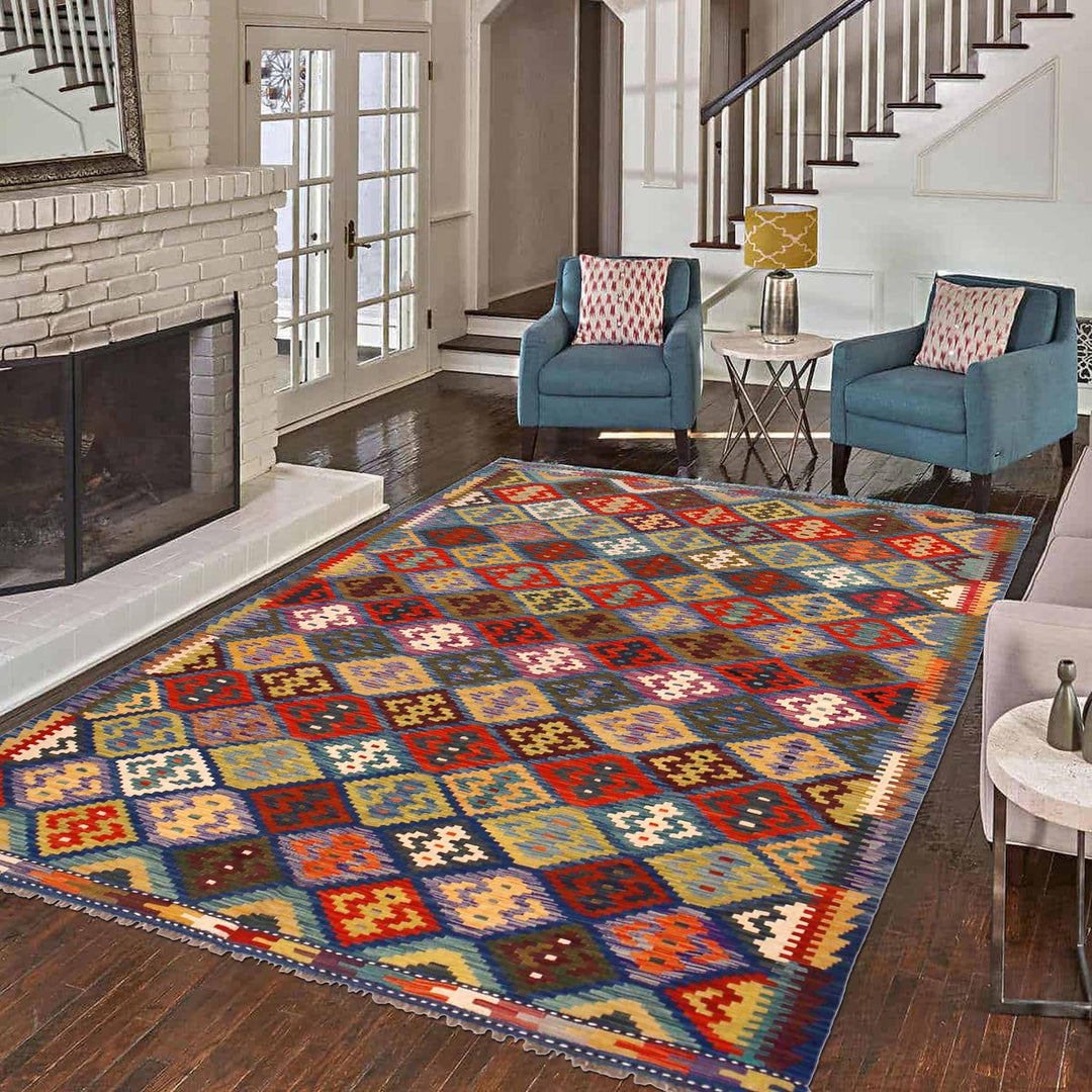 Hand Knotted Afghan Style Kilim 5' 8" x 8' 0" - No. AL32140