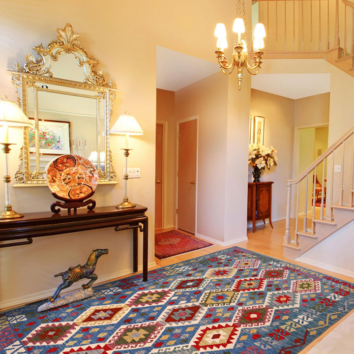 Hand Woven Wool Kelim 5' 9" x 8' 1" - No. AL98813