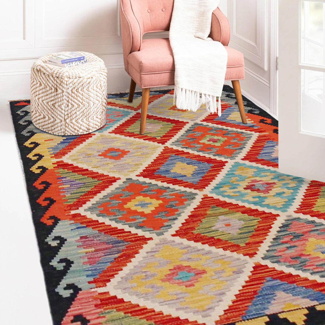 Handmade Afghan Vegetable Kilim 2' 9" x 4' 3" - No. AL58413