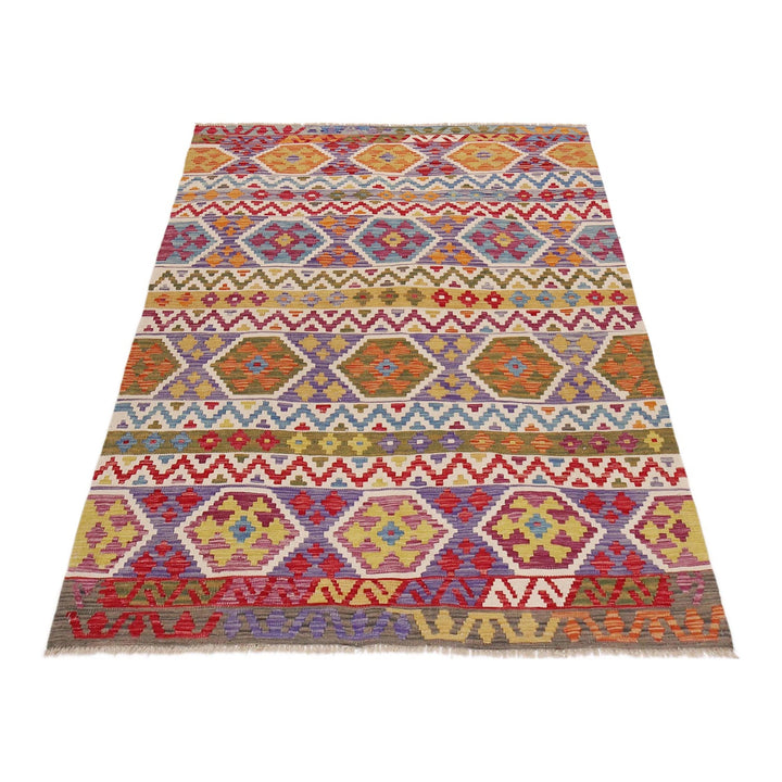 Handmade Turkish Design Wool Kilim 5' 0" x 6' 10" - No. AL48593