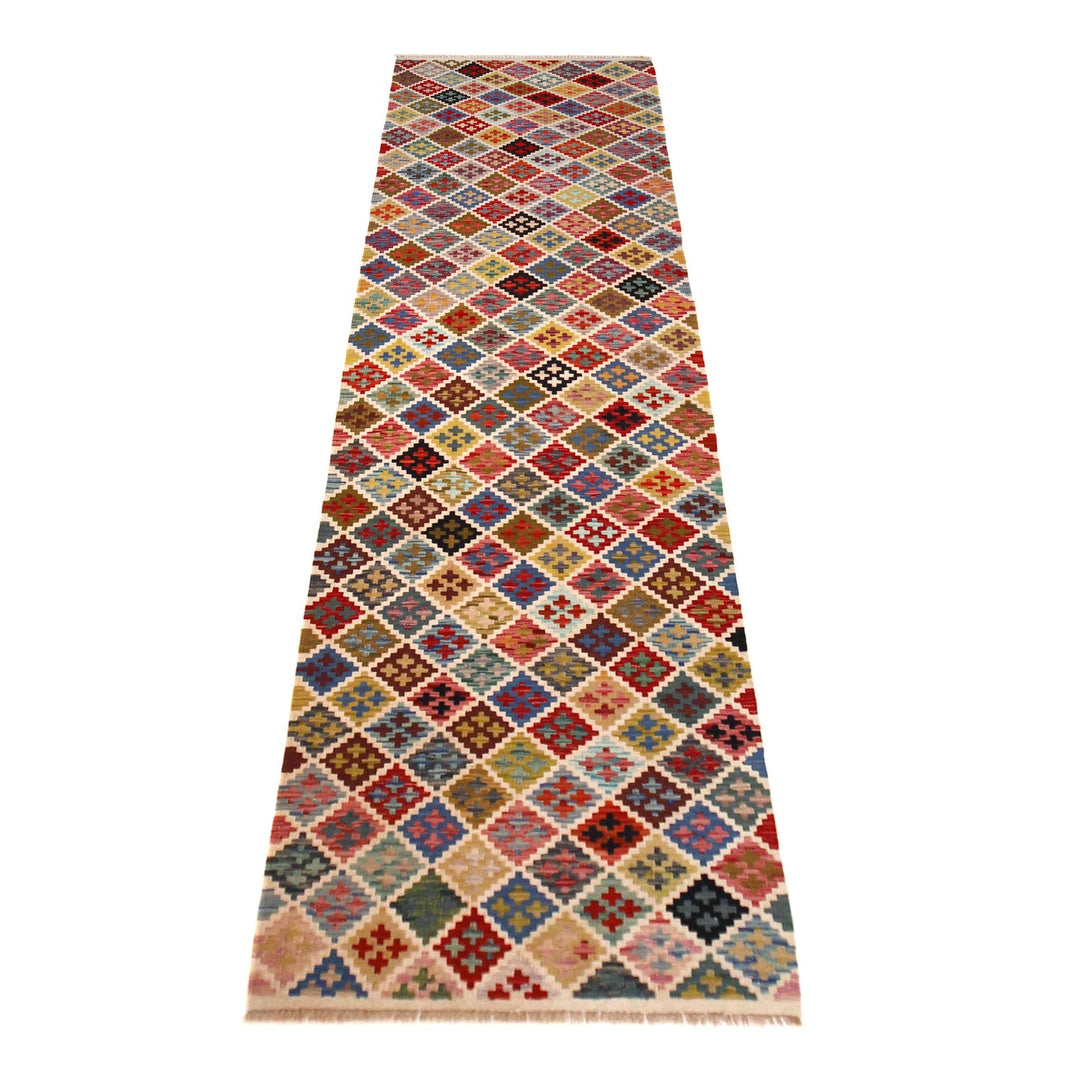 Hand Woven Wool Kelim Runner 2' 8" x 9' 8" - No. AL79250