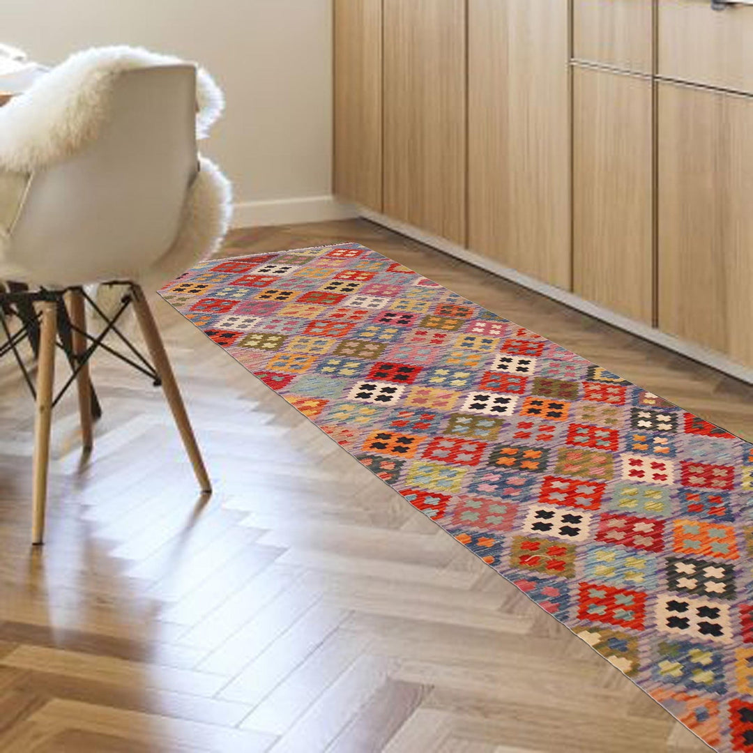 Hand Knotted Flatweave Kilim Runner 2' 7" x 9' 2" - No. AL22631