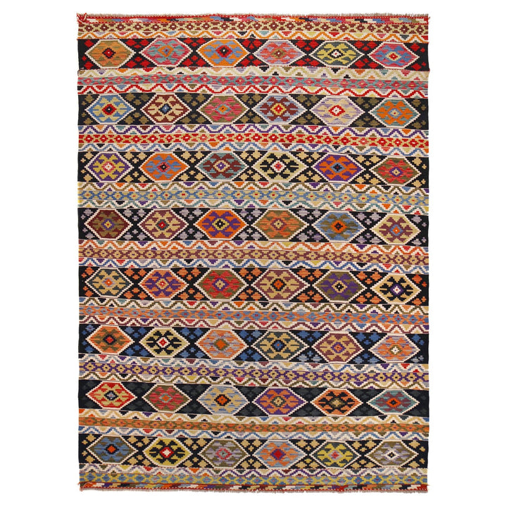 Hand Knotted Afghan Style Kilim 8' 1" x 11' 4" - No. AL34426
