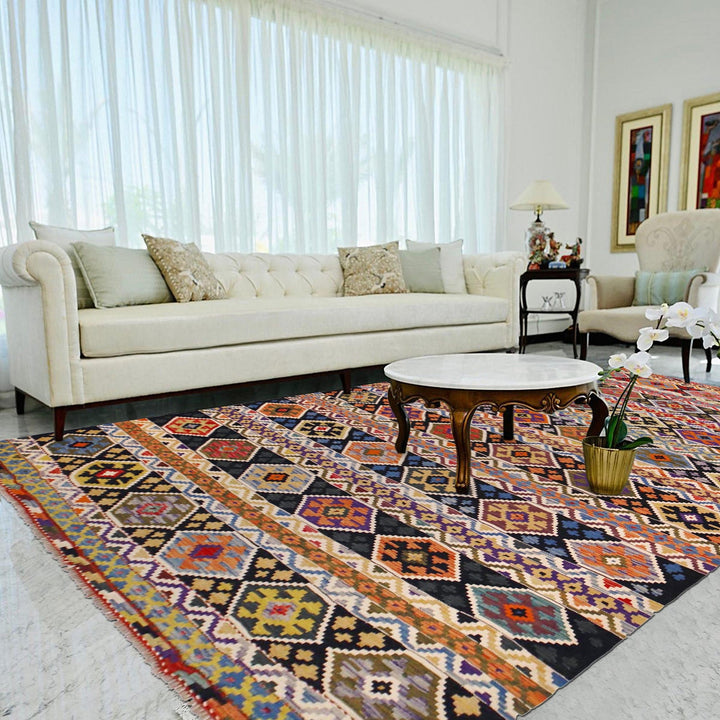 Hand Knotted Afghan Style Kilim 8' 1" x 11' 4" - No. AL34426