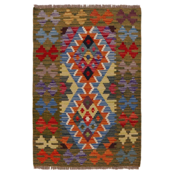 Multi Color ful Flat-Weave Wool Kilim 2' 2" x 3' 2" - No. AL76959