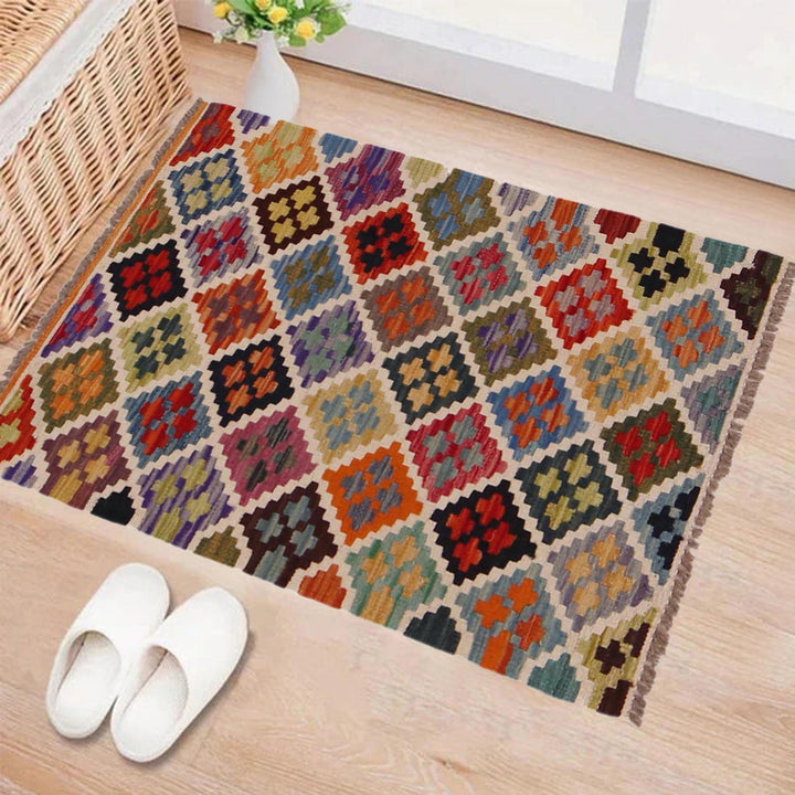 Hand Knotted Afghan Style Kilim 2' 1" x 3' 2" - No. AL99517