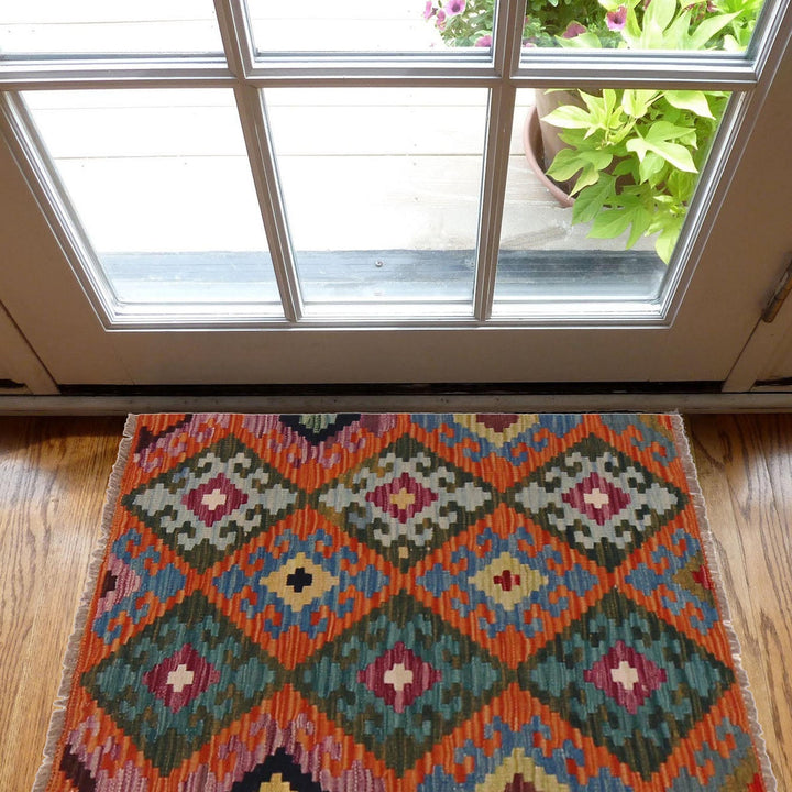 Handmade Turkish Design Wool Kilim 2' 0" x 3' 0" - No. AL65212