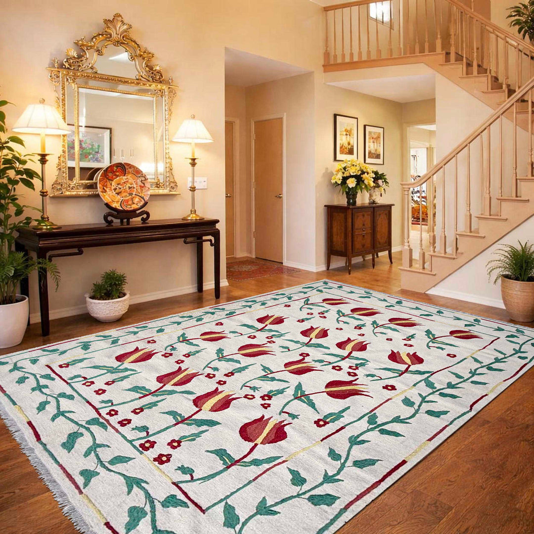 Hand Made Embroidery Kilim 5' 7" x 7' 10" - No. AL12221