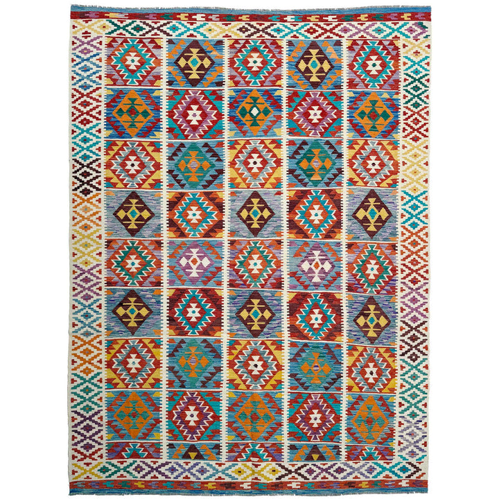 Afghan Vegetable Kilim Rug 8'2" x 11'8" Flat-Weave