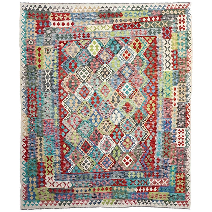 Afghan Vegetable Kilim Rug 8' 10" x 11' 6" Flat-Weave