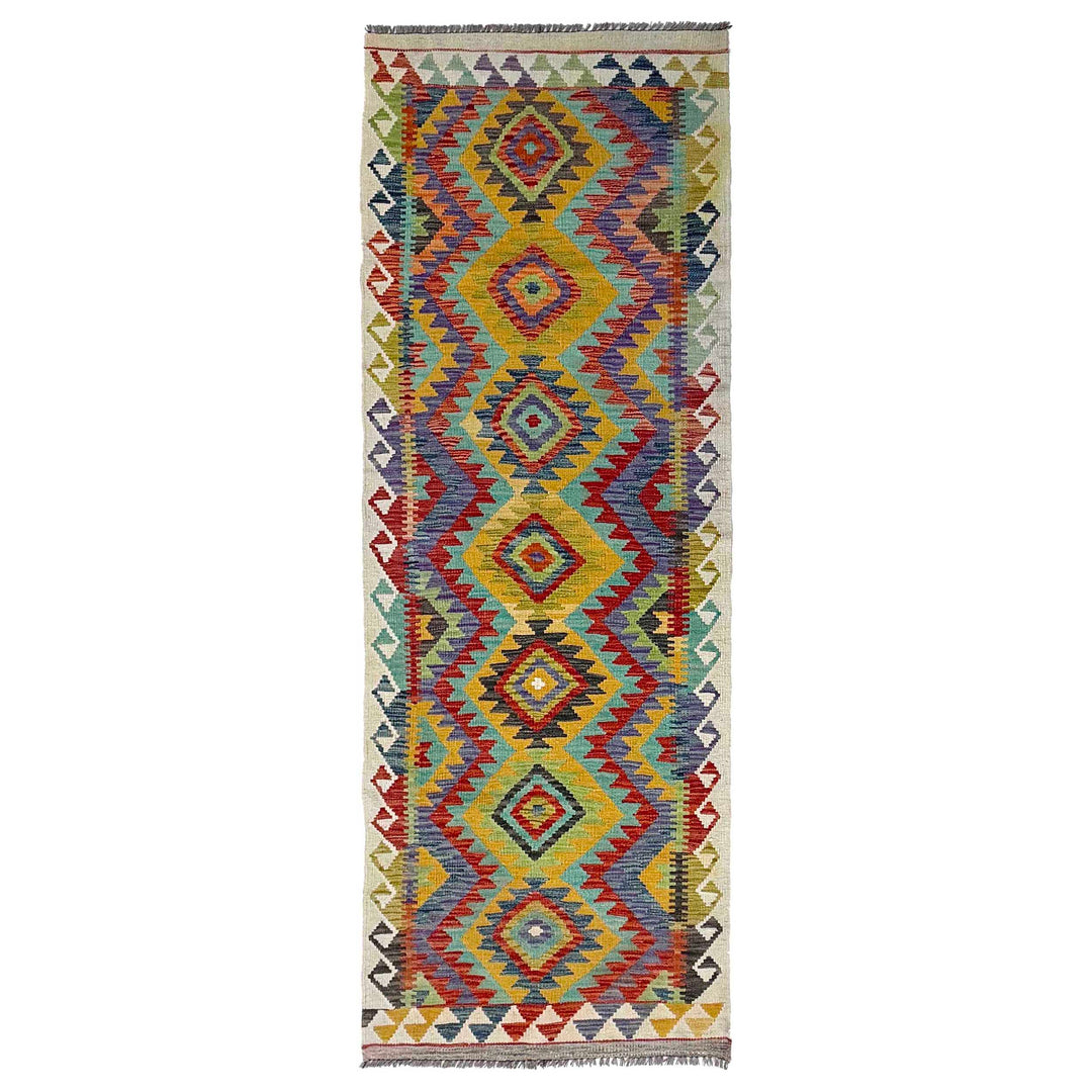 Afghan Vegetable Kilim Rug 2' 8" x 8' 5" Flat-Weave