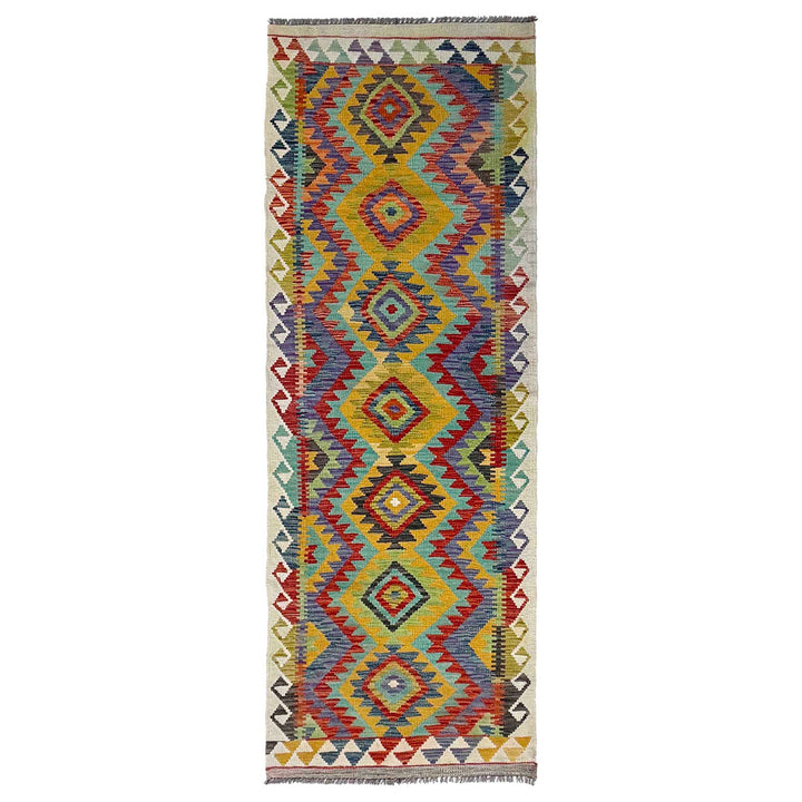 Afghan Vegetable Kilim Rug 2' 8" x 8' 5" Flat-Weave