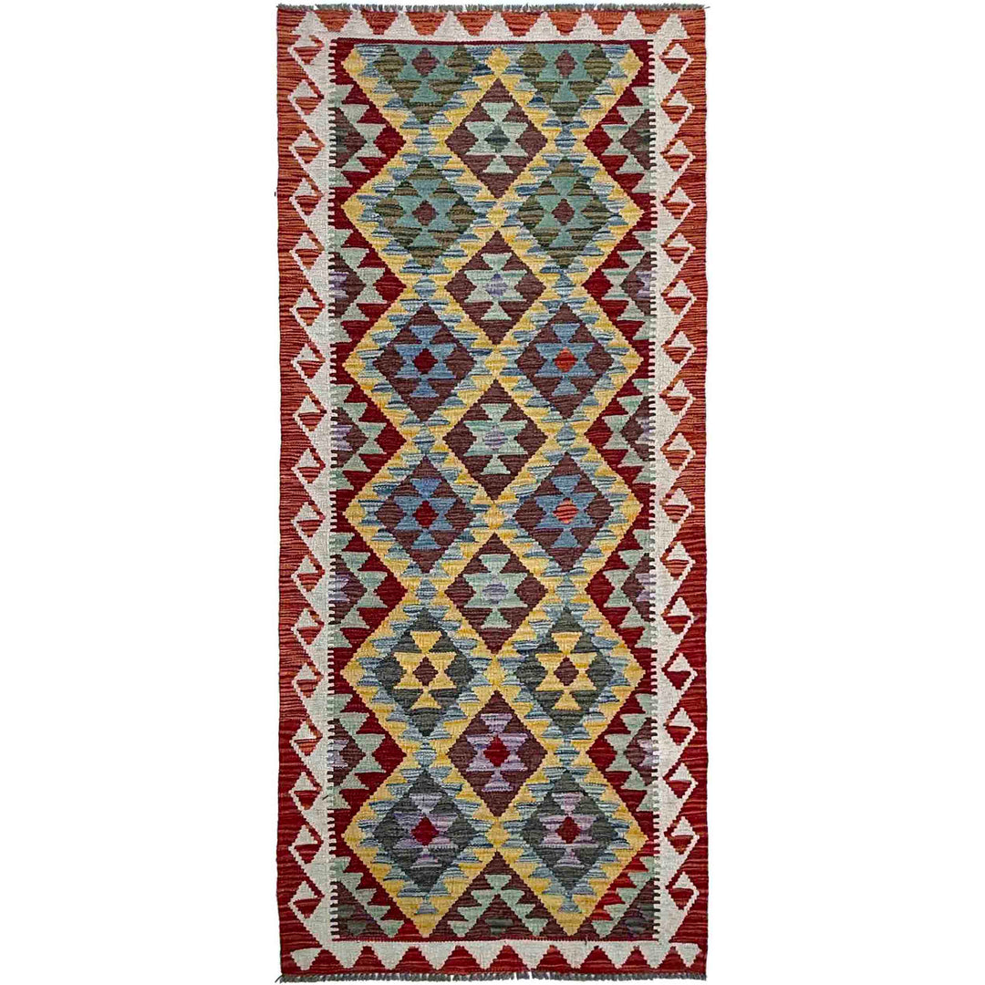 Afghan Vegetable Kilim Rug 2' 9" x 7' 9" Flat-Weave