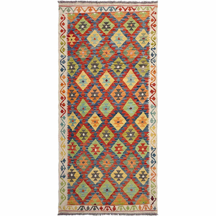 Afghan Vegetable Kilim Rug 3' 0" x 7' 9" Flat-Weave