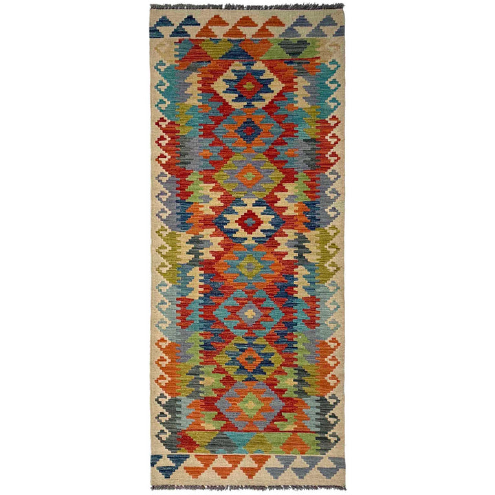 Afghan Vegetable Kilim Rug 2' 9" x 8' 4" Flat-Weave