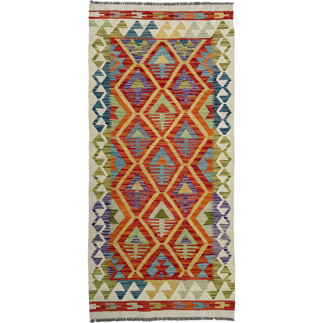 Afghan Vegetable Kilim Rug 2' 10" x 6' 3" Flat-Weave