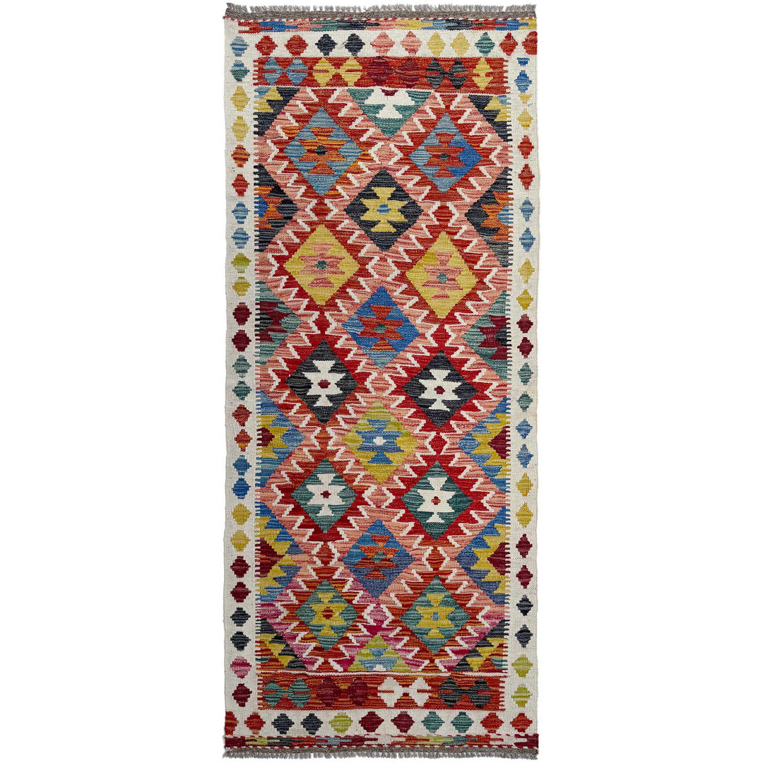Afghan Vegetable Kilim Rug 2' 7" x 6' 9" Flat-Weave