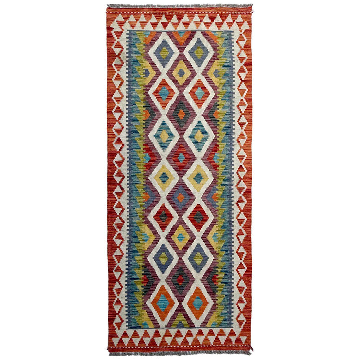 Afghan Vegetable Kilim Rug 2' 6" x 6' 7" Flat-Weave