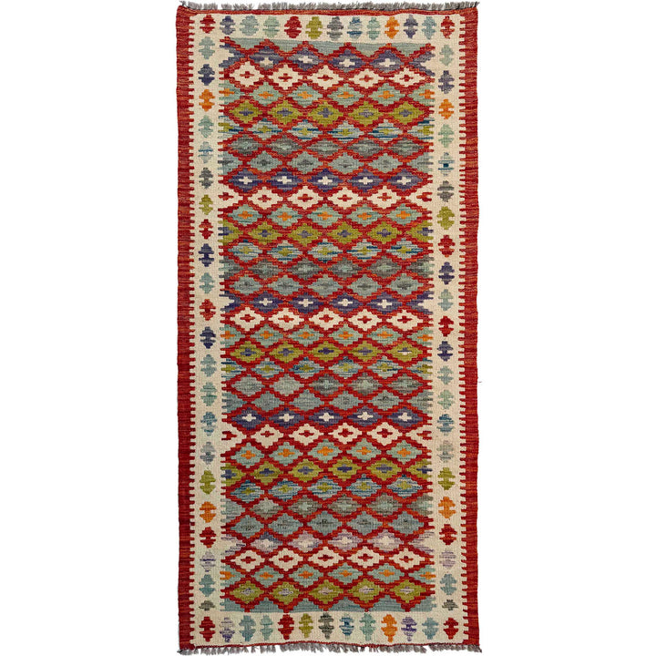 Afghan Vegetable Kilim Rug 2' 7" x 6' 6" Flat-Weave
