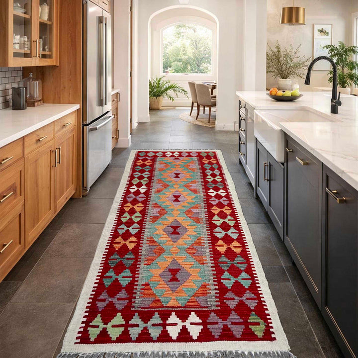 Afghan Vegetable Kilim Rug 2' 6" x 5' 11" Flat-Weave | No. AL41891
