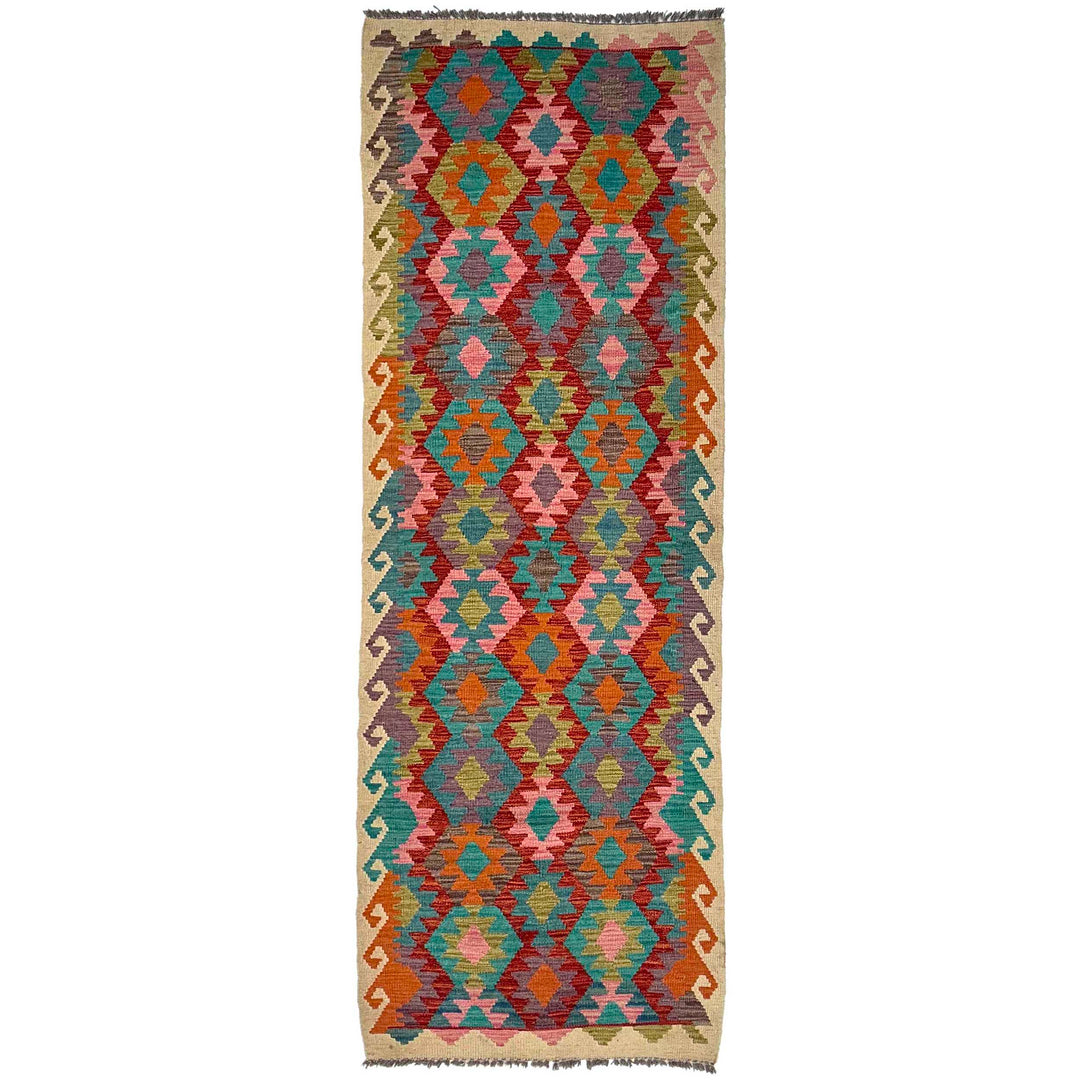 Afghan Vegetable Kilim Rug 2' 9" x 9' 5" Flat-Weave