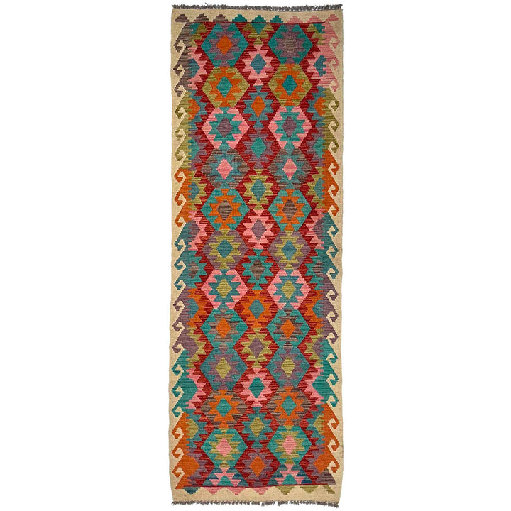 Afghan Vegetable Kilim Rug 2' 9" x 9' 5" Flat-Weave