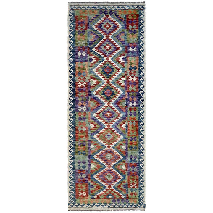 Afghan Vegetable Kilim Rug 3' 1" x 10' 0" Flat-Weave