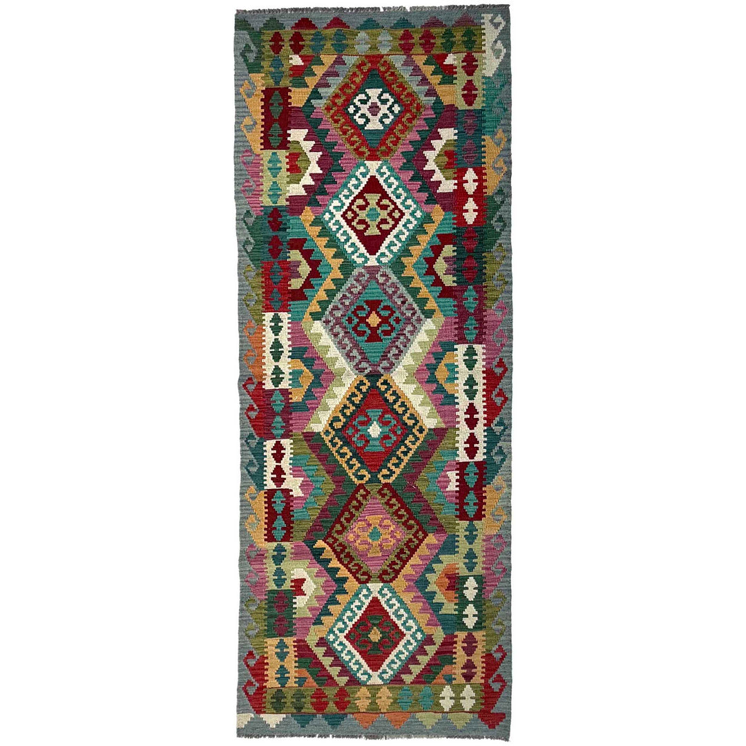 Afghan Vegetable Kilim Rug 2' 10" x 9' 10" Flat-Weave