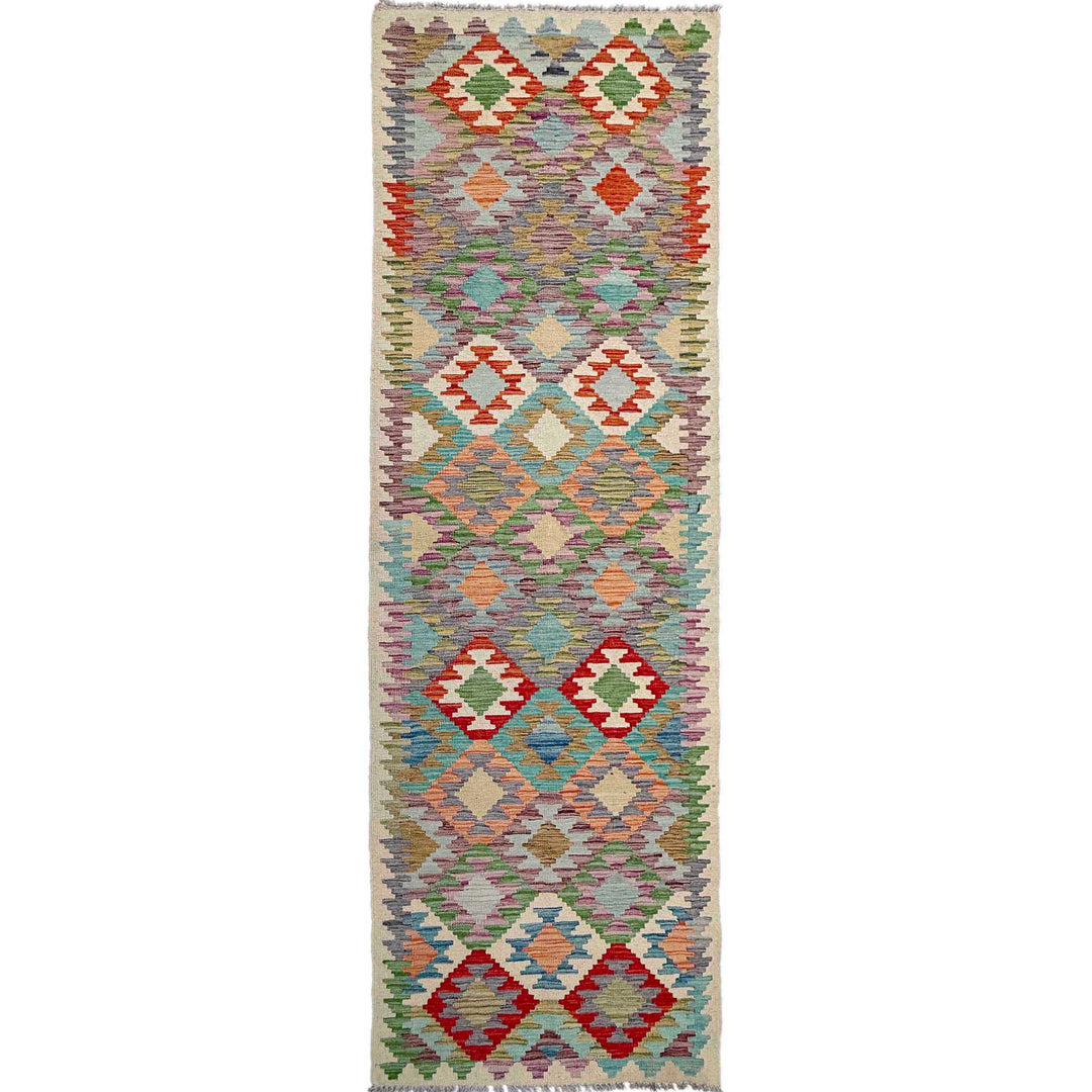 Afghan Vegetable Kilim Rug 2' 7" x 9' 8" Flat-Weave