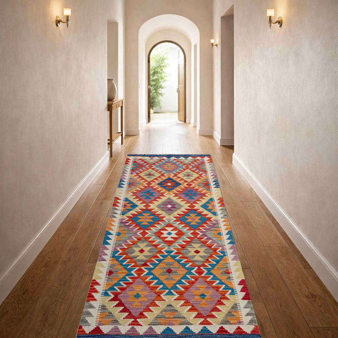 Afghan Vegetable Kilim Rug 2' 7" x 6' 7" Flat-Weave | No. AL62320