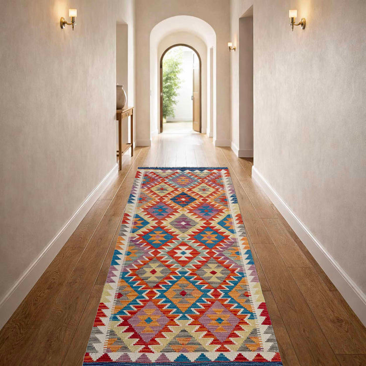 Afghan Vegetable Kilim Rug 2' 7" x 6' 7" Flat-Weave | No. AL62320